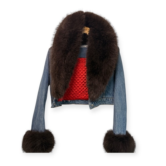 Alexander Wang Denim Jacket with Faux Fur Collar & Cuffs – Size M - Picture 9 of 15